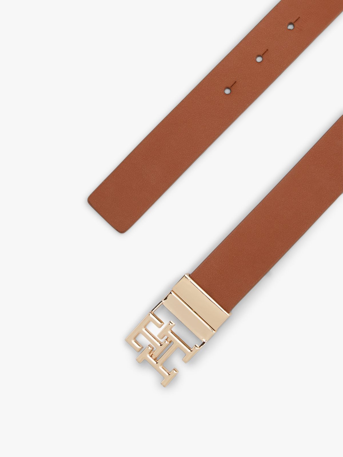 TH Monogram Reversible Leather Belt — Brown