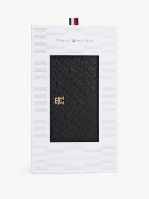 portefeuille à motif monogramme th zippé black pour femmes tommy hilfiger