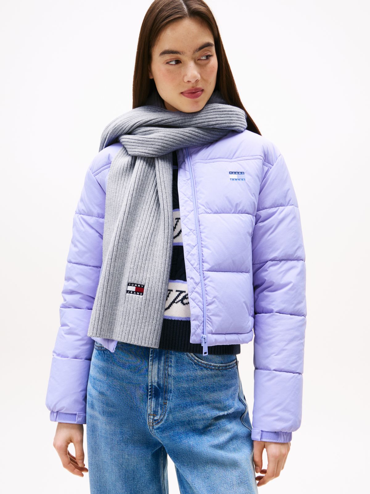 Heritage Rib-Knit Scarf — Grey
