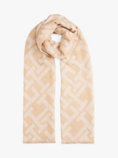 TH Monogram Jacquard Scarf With Wool — Beige 1