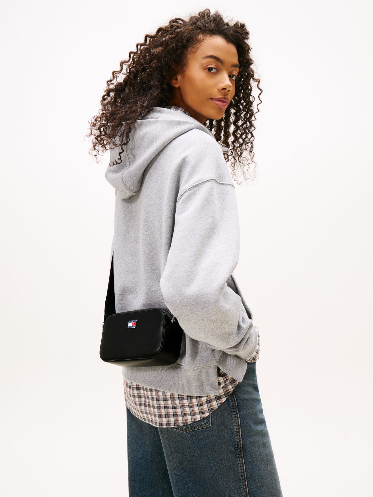 Essential Metal Logo Crossbody Camera Bag — Black
