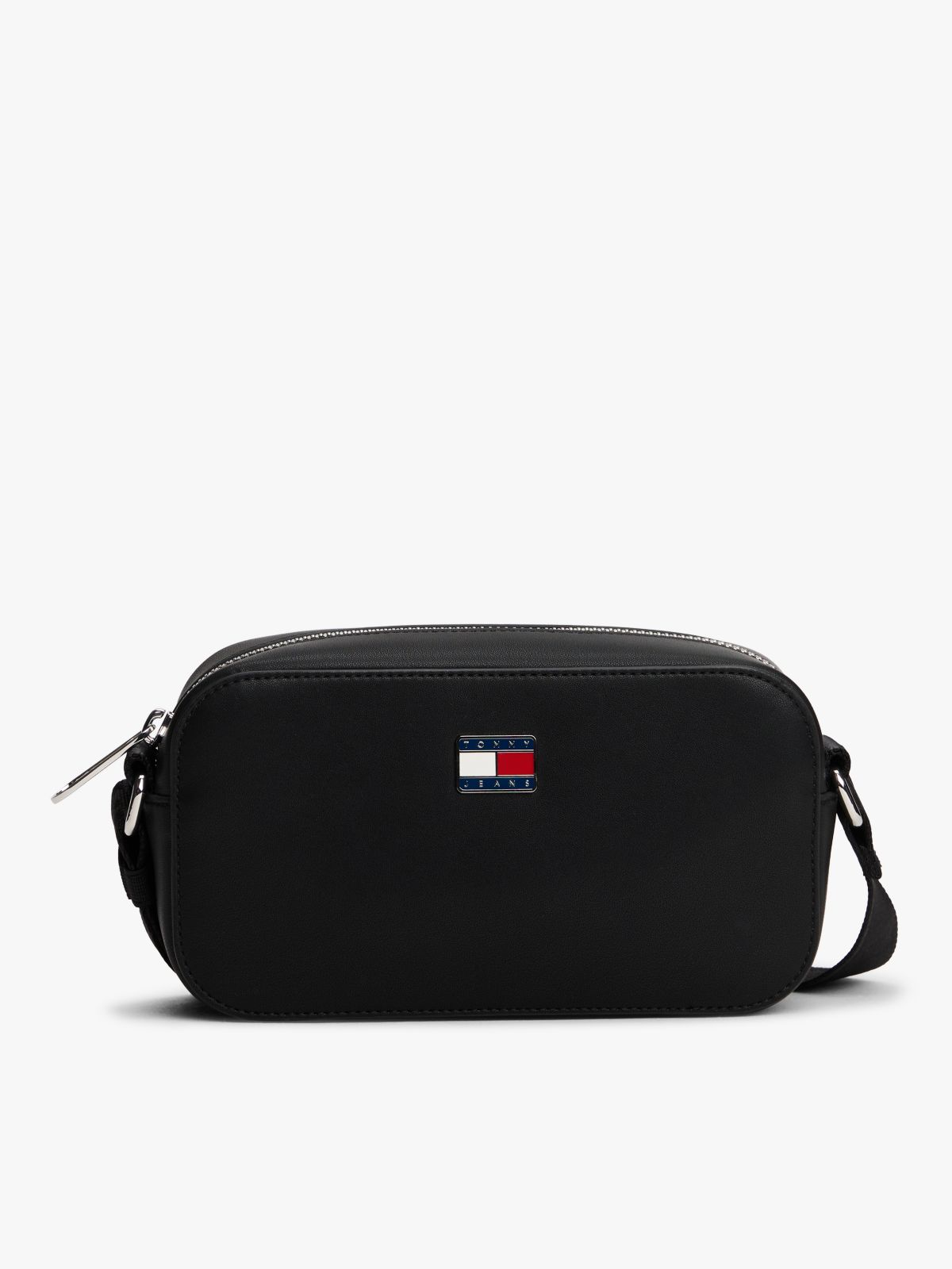 Essential Metal Logo Crossbody Camera Bag — Black