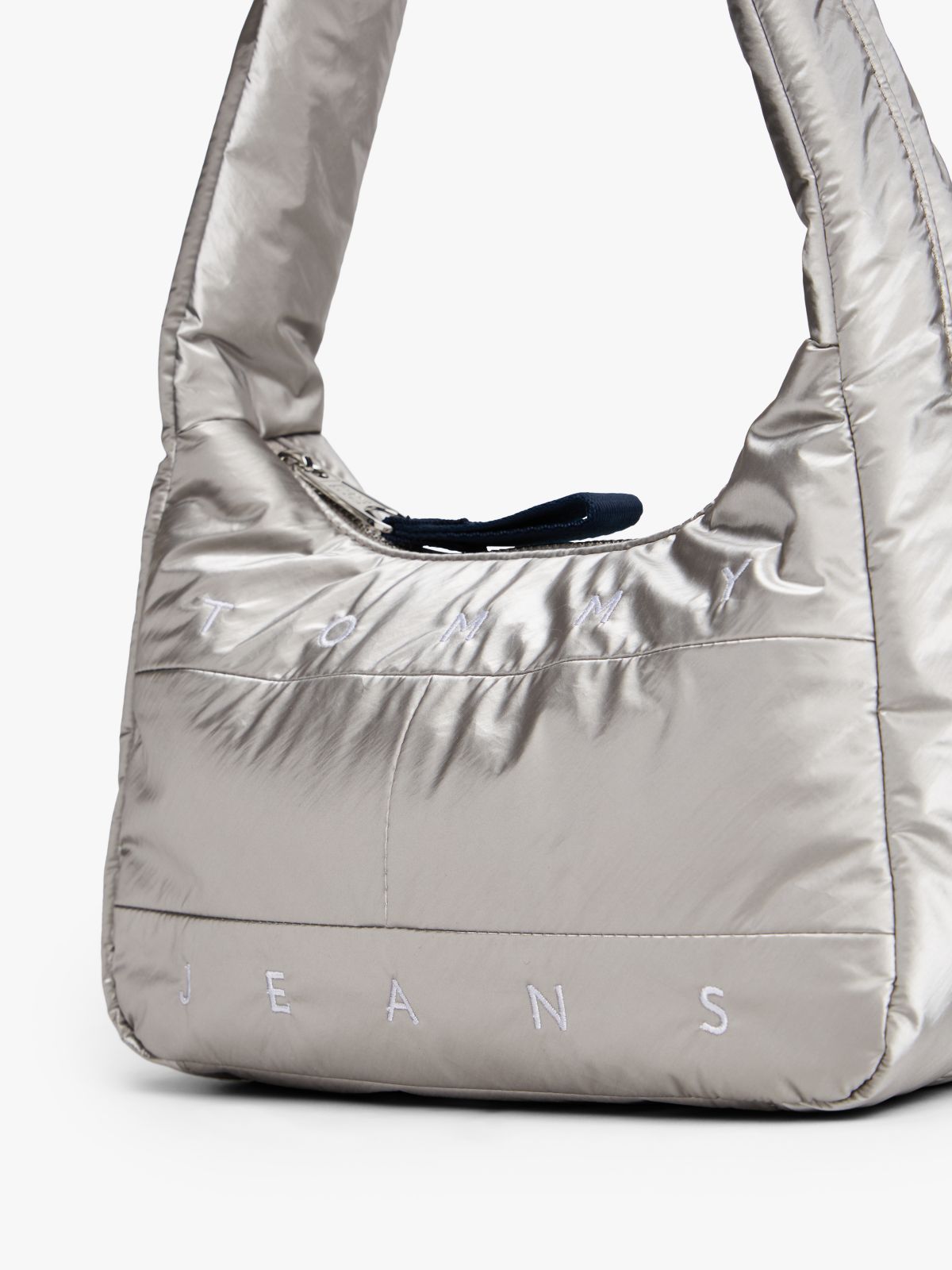 Archive Logo Metallic Padded Shoulder Bag — Grey