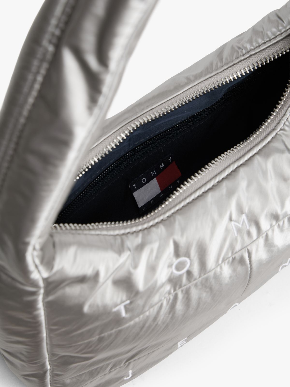 Archive Logo Metallic Padded Shoulder Bag — Grey