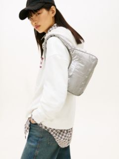Archive Logo Metallic Padded Shoulder Bag — Grey 5