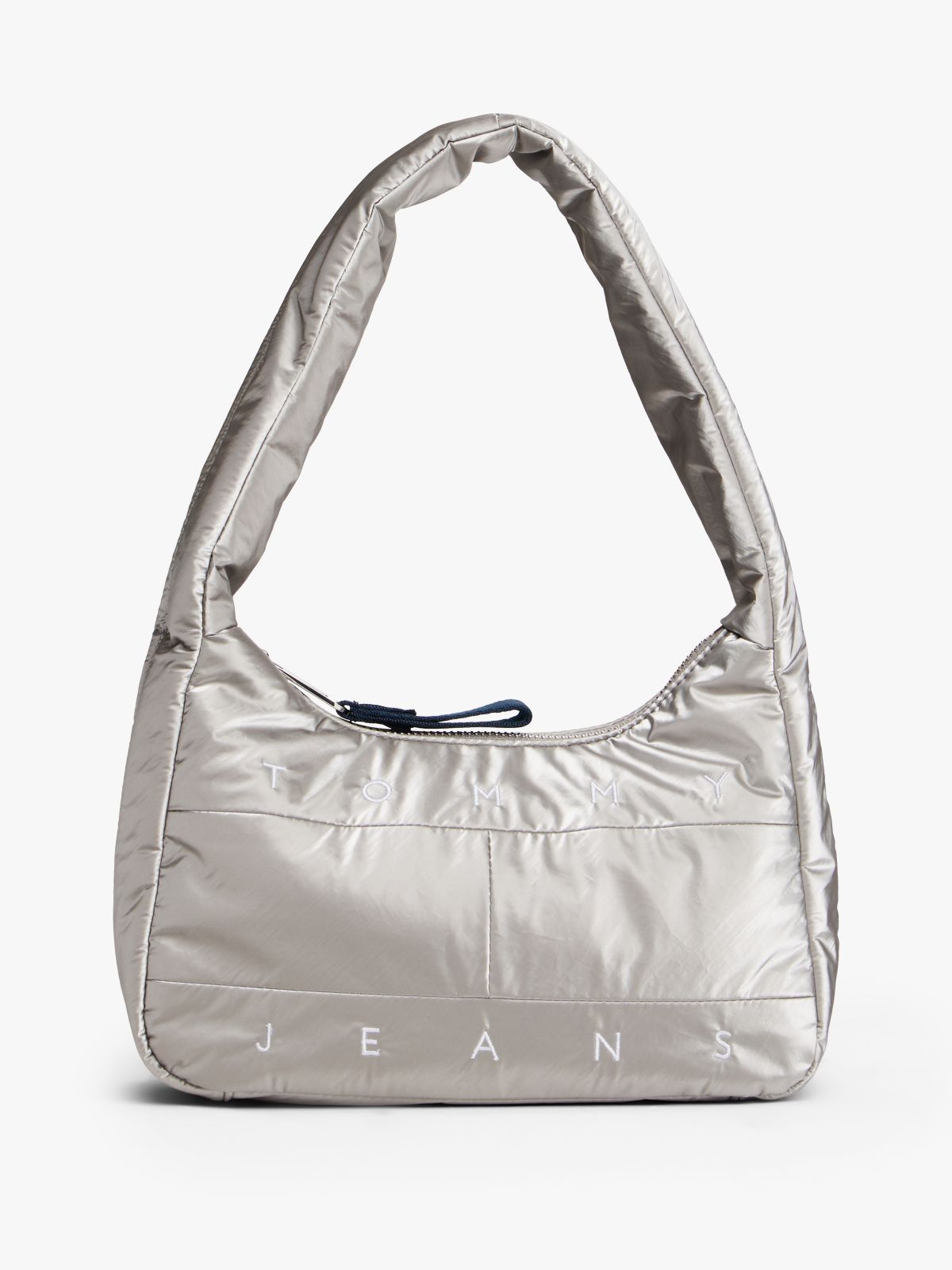 Archive Logo Metallic Padded Shoulder Bag — Grey