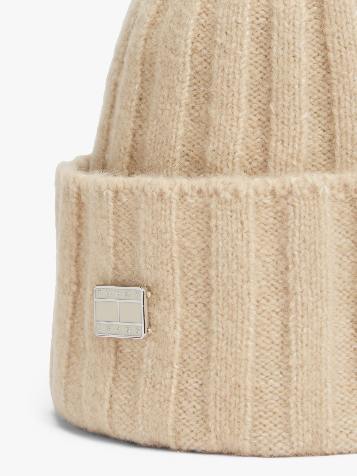 Heritage Plaque Wool Blend Beanie — Beige