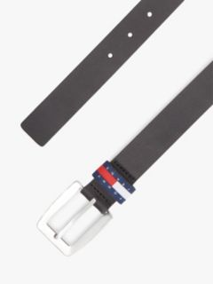 Tommy Flag Square Buckle Leather Belt — Black 2