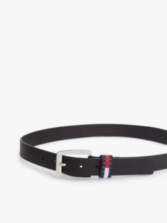 Tommy Flag Square Buckle Leather Belt — Black 3