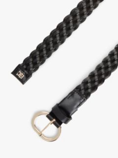 Chic Oval Buckle Braided Leather Belt — Black 2