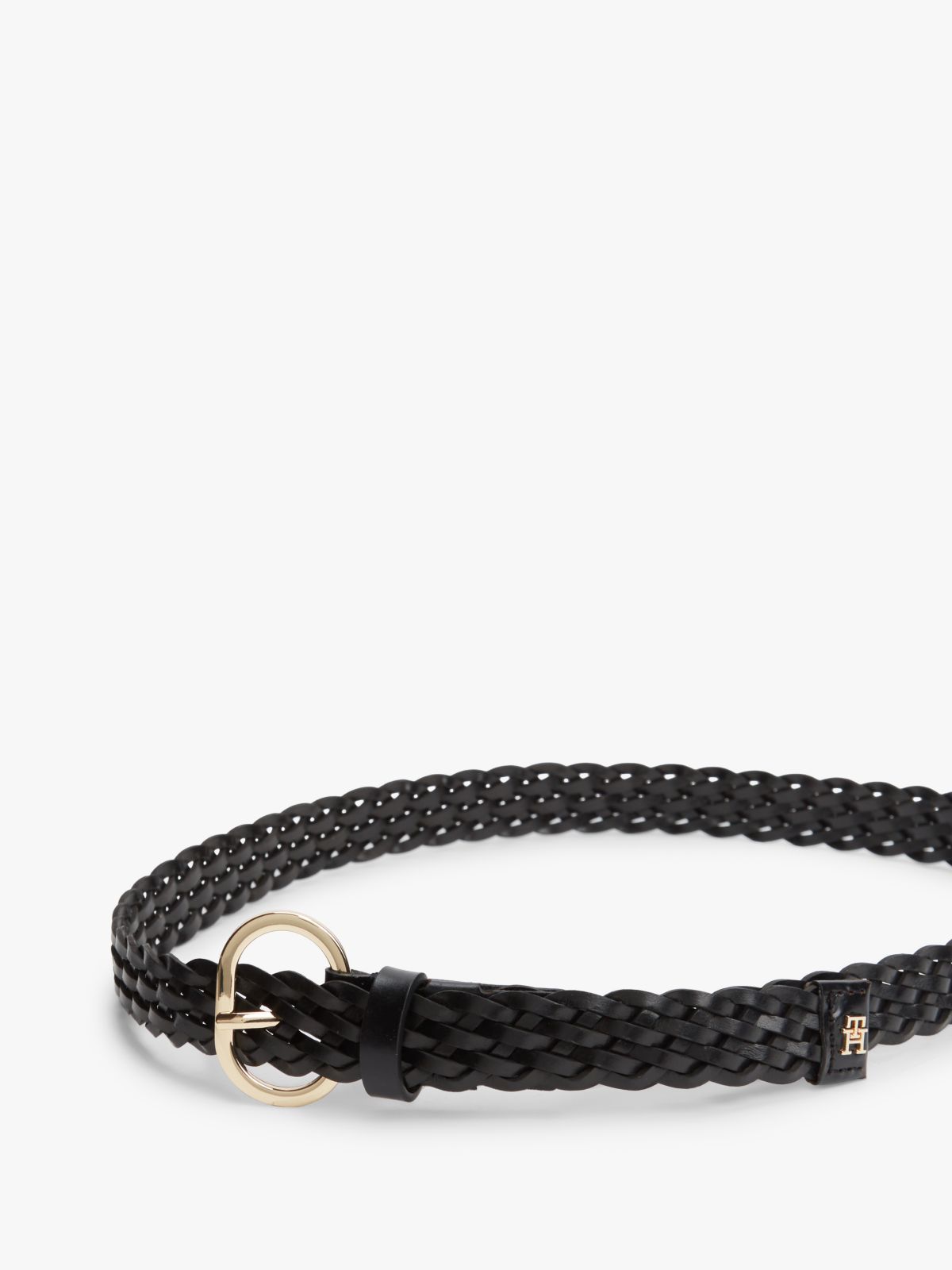 Chic Oval Buckle Braided Leather Belt — Black
