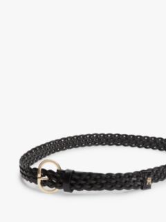 Chic Oval Buckle Braided Leather Belt — Black 3