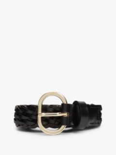 Chic Oval Buckle Braided Leather Belt — Black 4