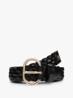 Chic Oval Buckle Braided Leather Belt — Black 1