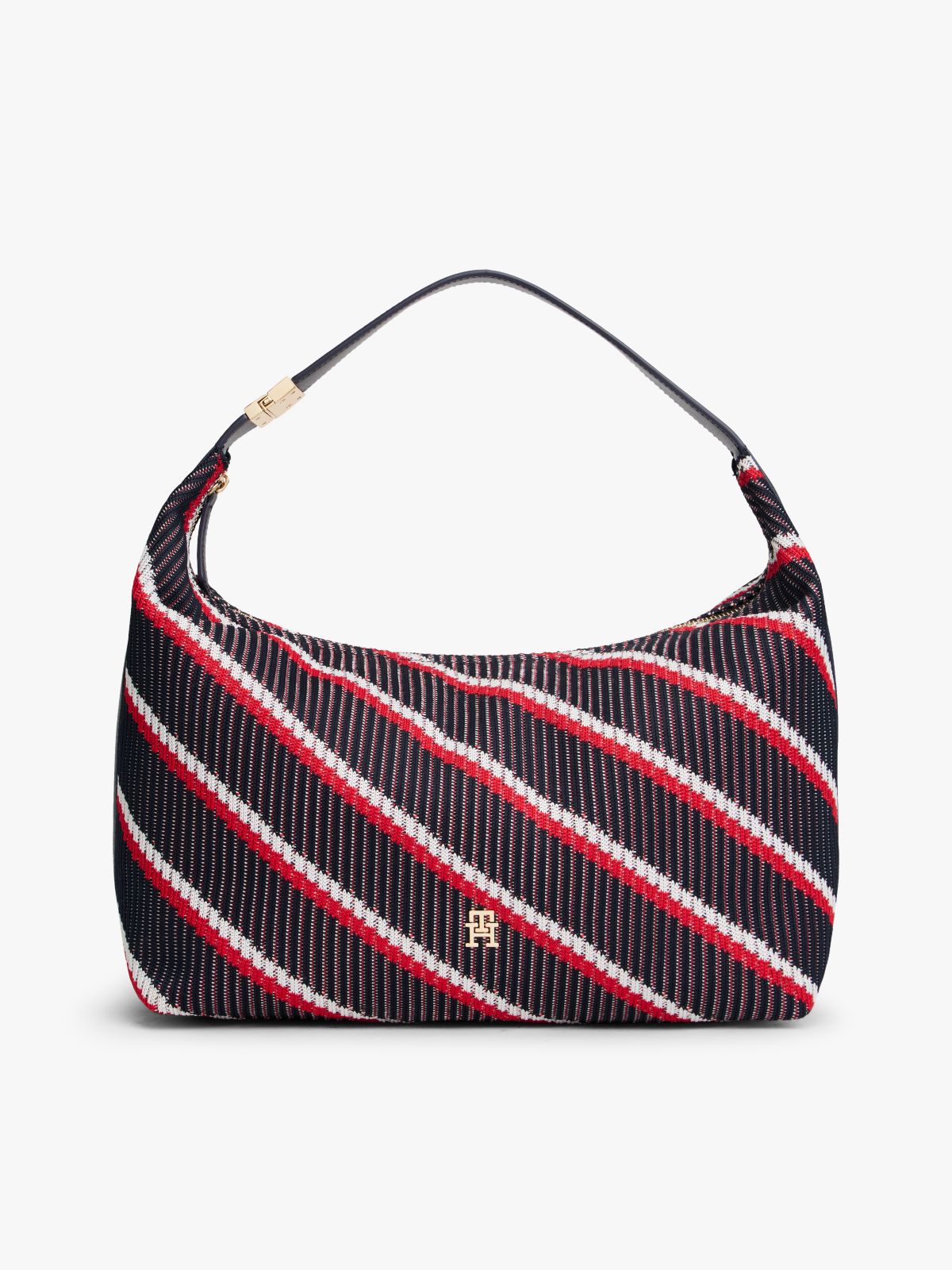 TH Monogram Signature Knit Hobo Bag — Blue