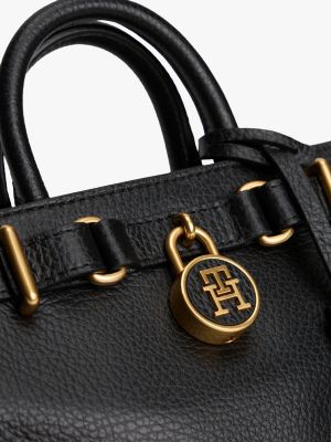 cabas the american icon en cuir noir pour femmes tommy hilfiger