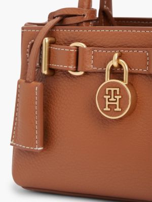 bruin the american icon leren shopper voor dames - tommy hilfiger