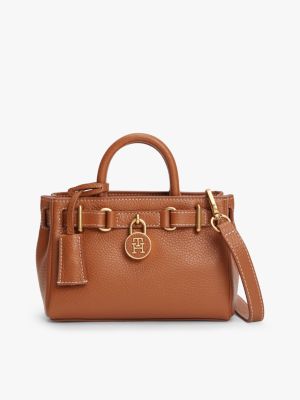 brown the american icon leather tote bag for women tommy hilfiger