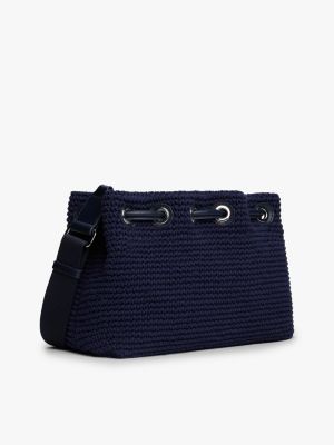 blue the runway collection schultertasche im häkel-design für damen - tommy hilfiger