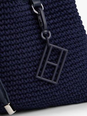 blue the runway collection crochet shoulder bag for women tommy hilfiger
