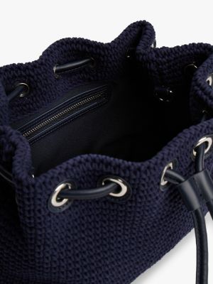 blue the runway collection crochet shoulder bag for women tommy hilfiger