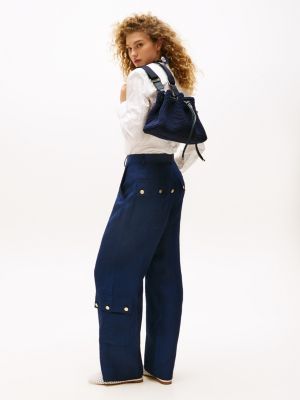 blue the runway collection crochet shoulder bag for women tommy hilfiger