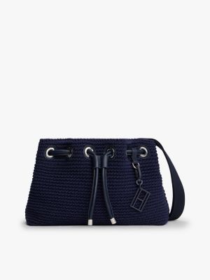 blue the runway collection crochet shoulder bag for women tommy hilfiger