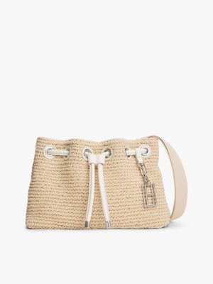 white the runway collection crochet shoulder bag for women tommy hilfiger