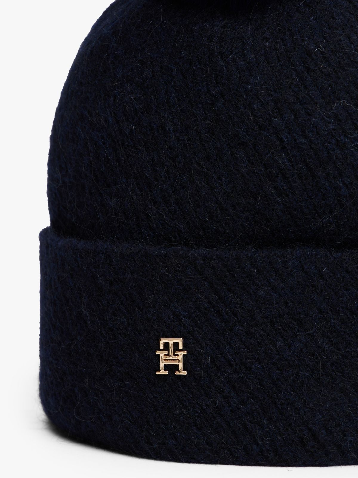 Chic Pom Pom Beanie With Wool — Blue