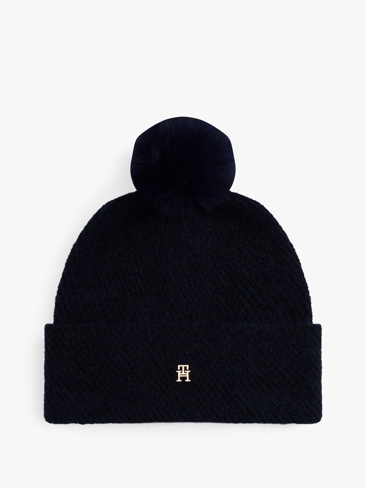 Chic Pom Pom Beanie With Wool — Blue
