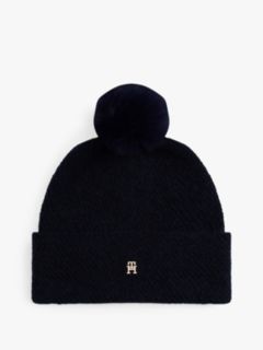 Chic Pom Pom Beanie With Wool — Blue 1