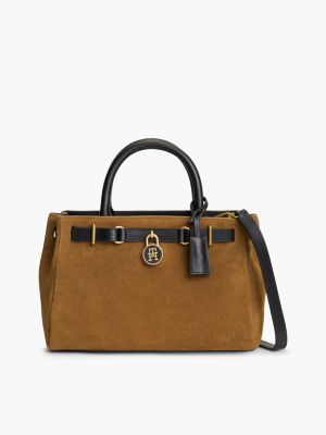 brown the american icon suède shopper voor dames - tommy hilfiger