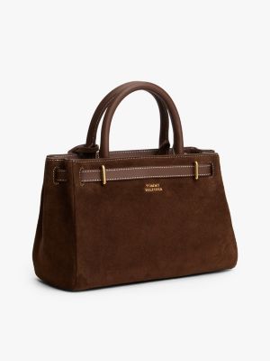 braun the american icon tote-bag aus wildleder für damen - tommy hilfiger