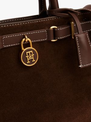 braun the american icon tote-bag aus wildleder für damen - tommy hilfiger
