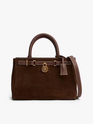 brown the american icon suede tote bag for women tommy hilfiger