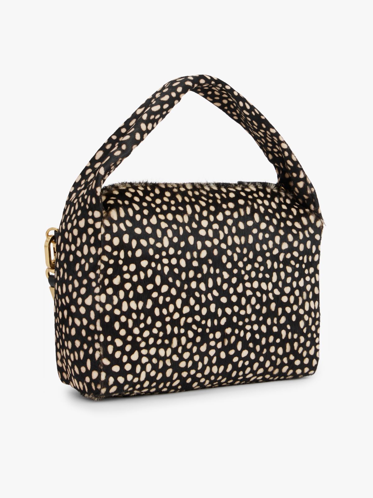 Leather Deer Print City Bag — Black