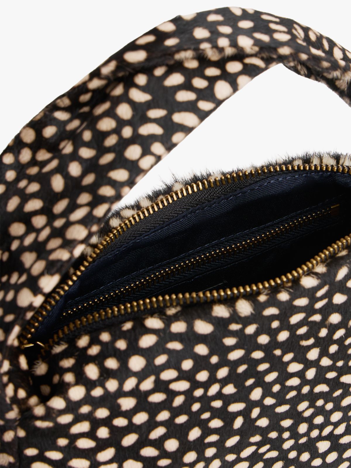 Leather Deer Print City Bag — Black