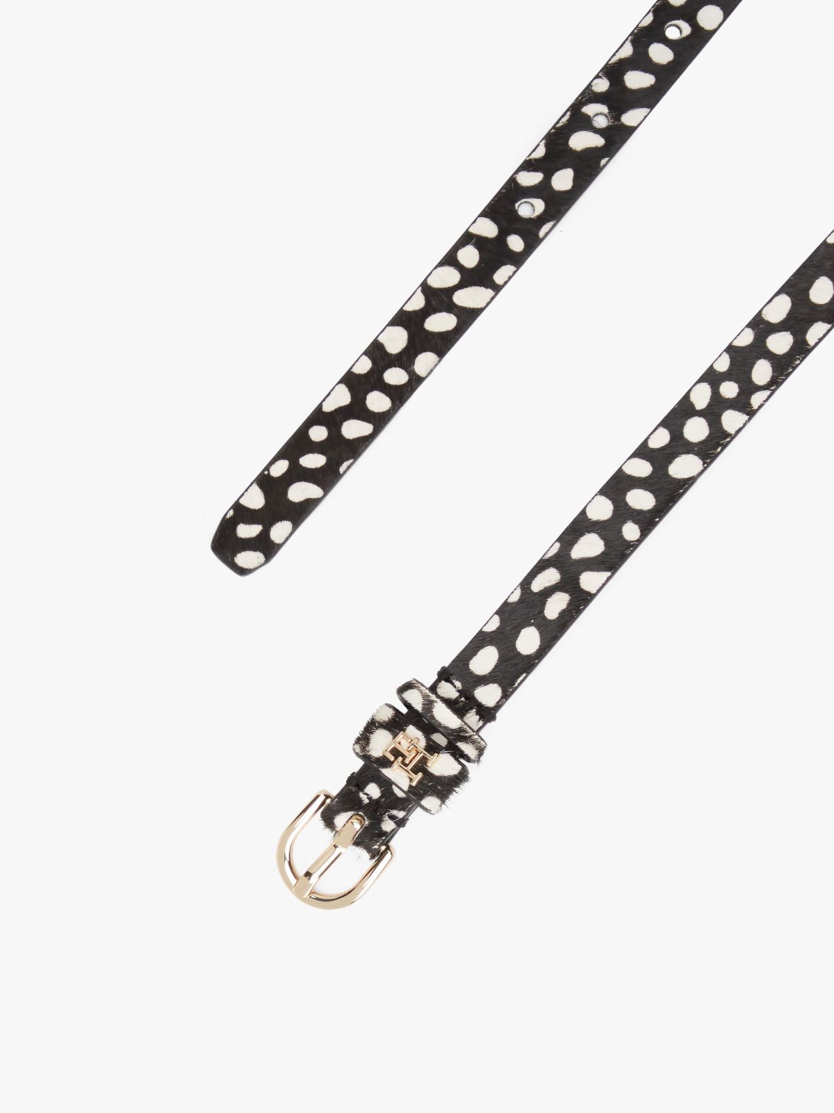 Essential Deer Print Leather Belt — Black