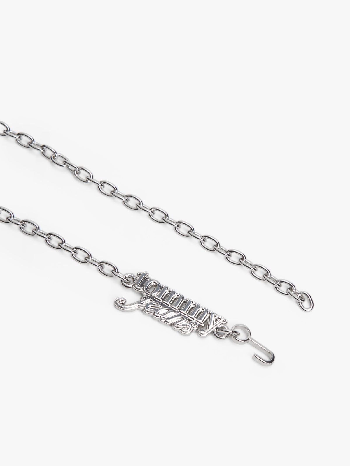 Logo Plaque Chain Belt — Grey