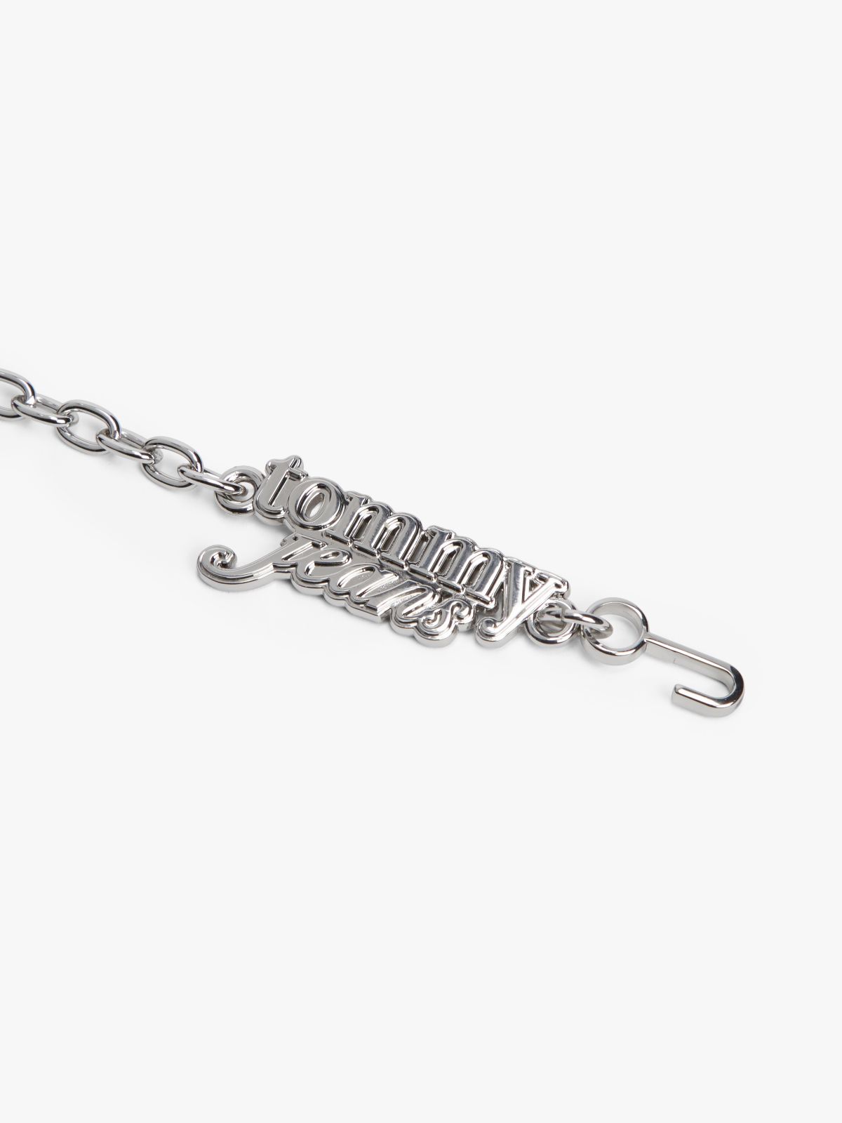 Logo Plaque Chain Belt — Grey