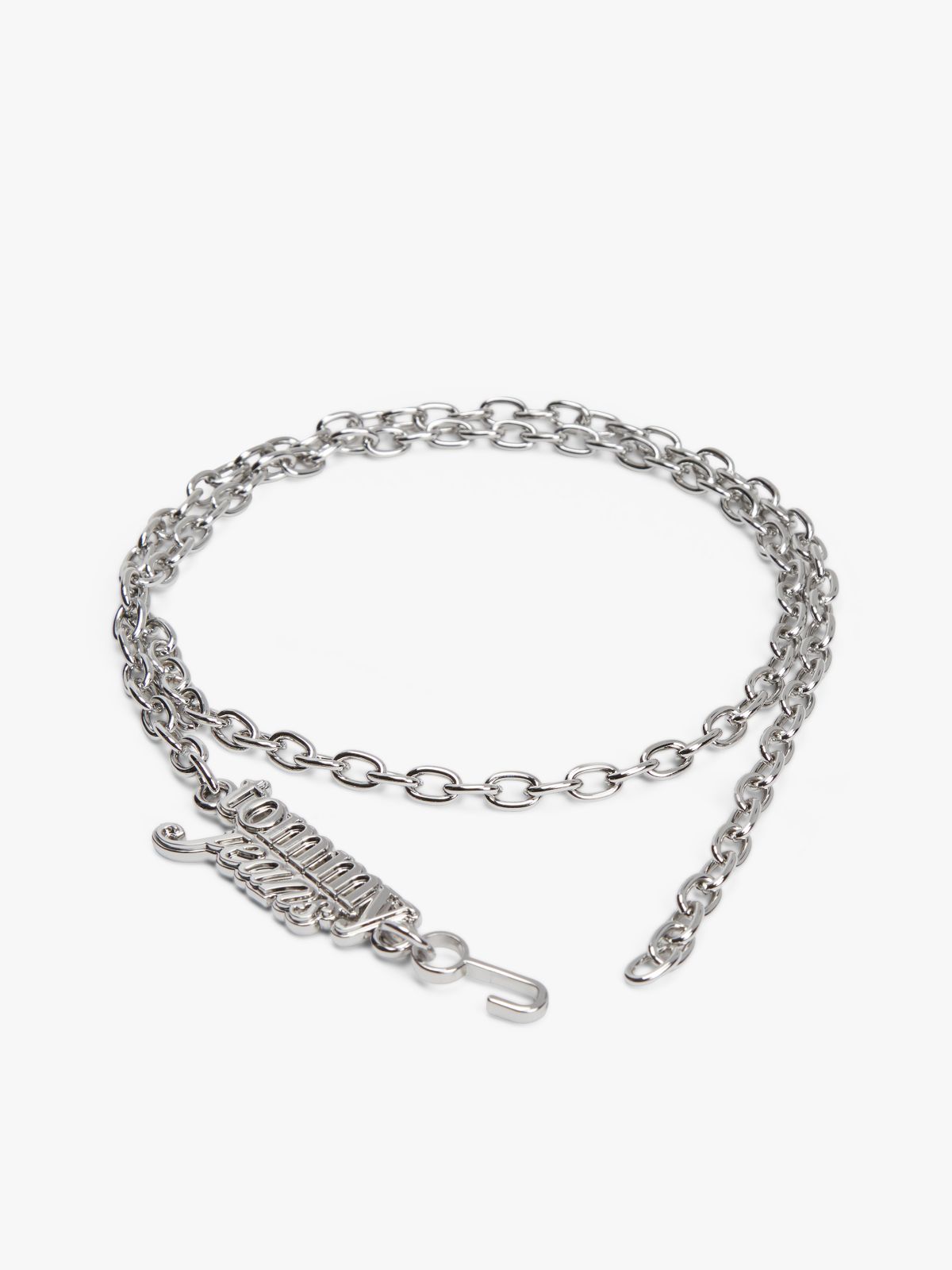 Logo Plaque Chain Belt — Grey