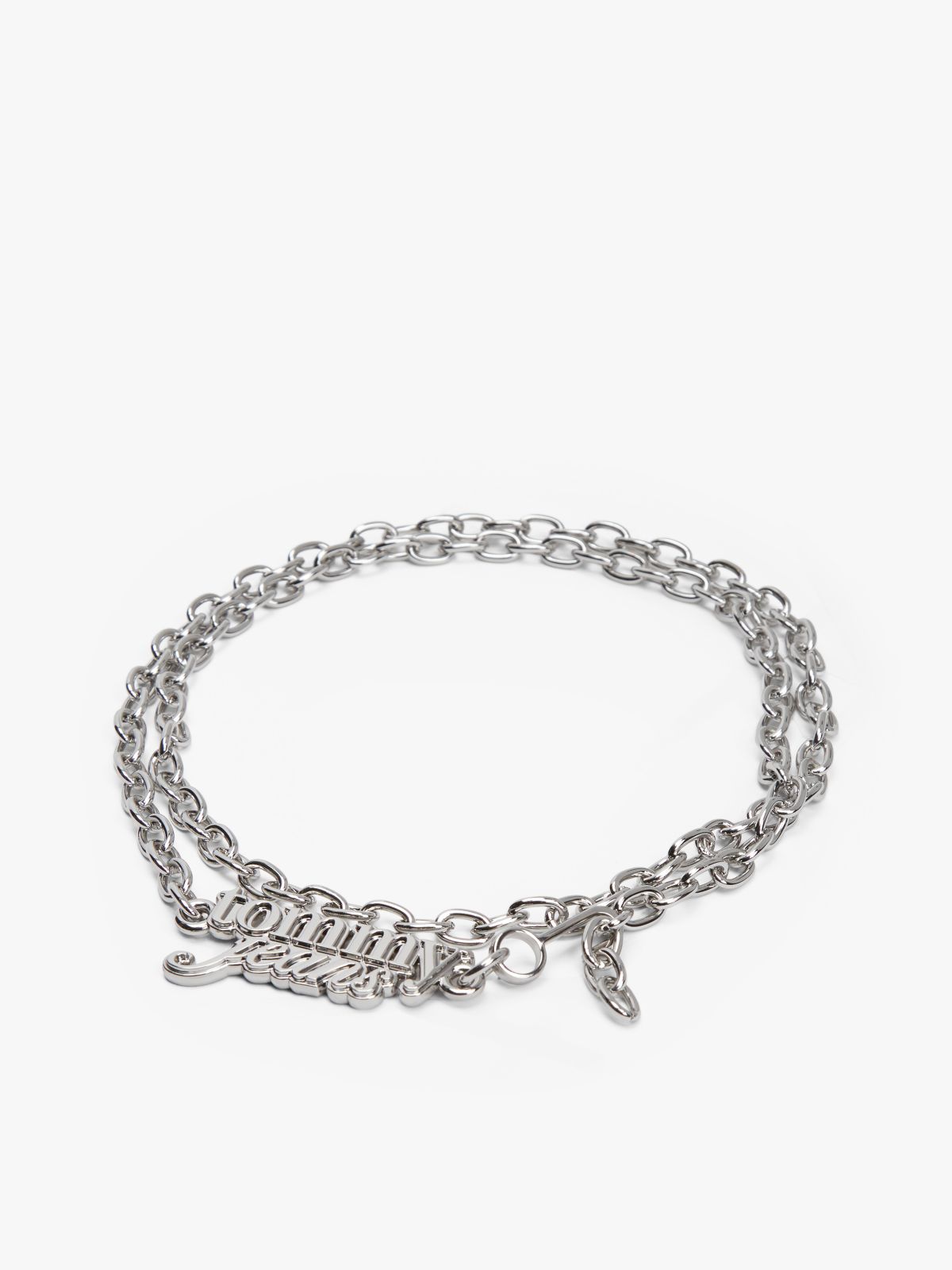 Logo Plaque Chain Belt — Grey