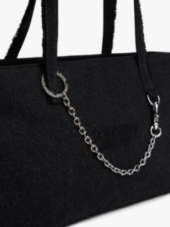 Logo Embroidery Denim Tote Bag — Black 3