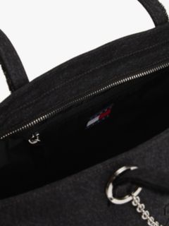 Logo Embroidery Denim Tote Bag — Black 4