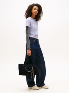 Logo Embroidery Denim Tote Bag — Black 5
