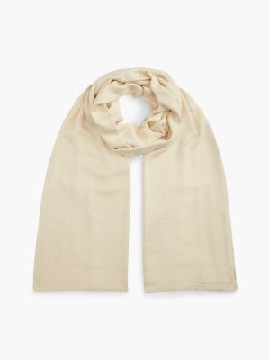 bufanda con monograma th tonal beige de mujeres tommy hilfiger