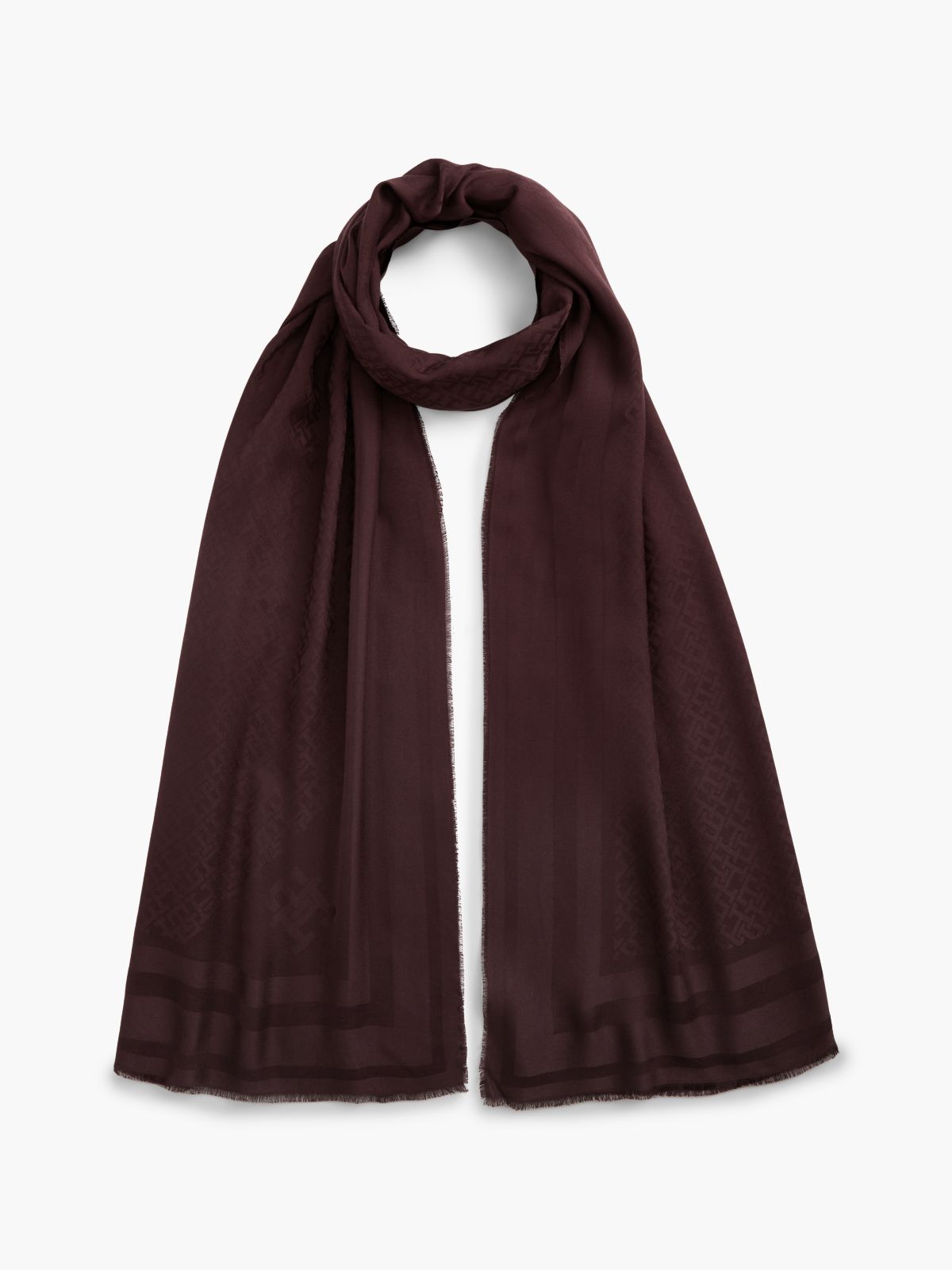 Tonal TH Monogram Scarf — Red