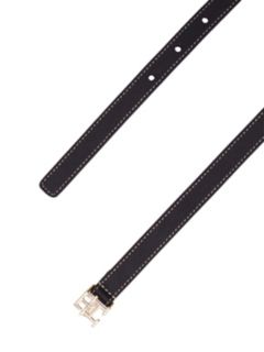 Leather TH Monogram Plaque Buckle Belt — Black 2