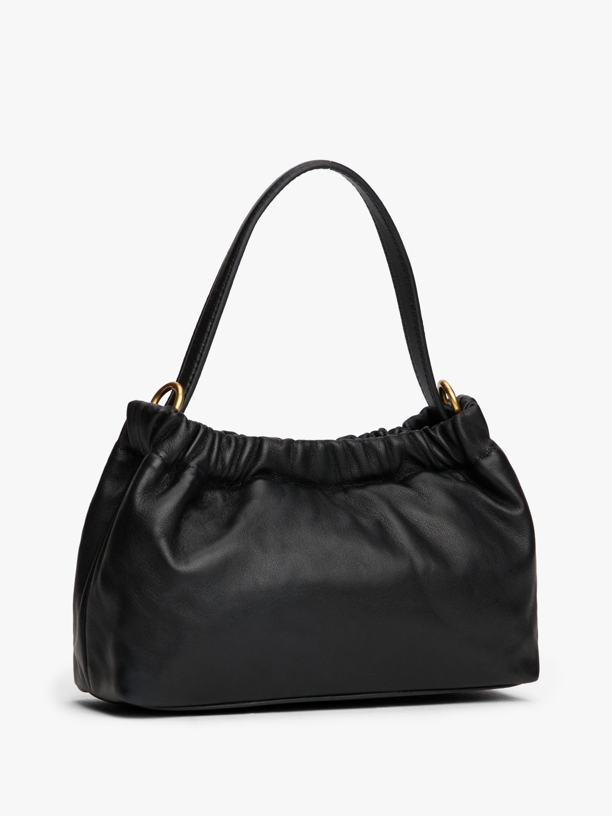 Soft Leather Logo Plaque Crossbody Bag — Black