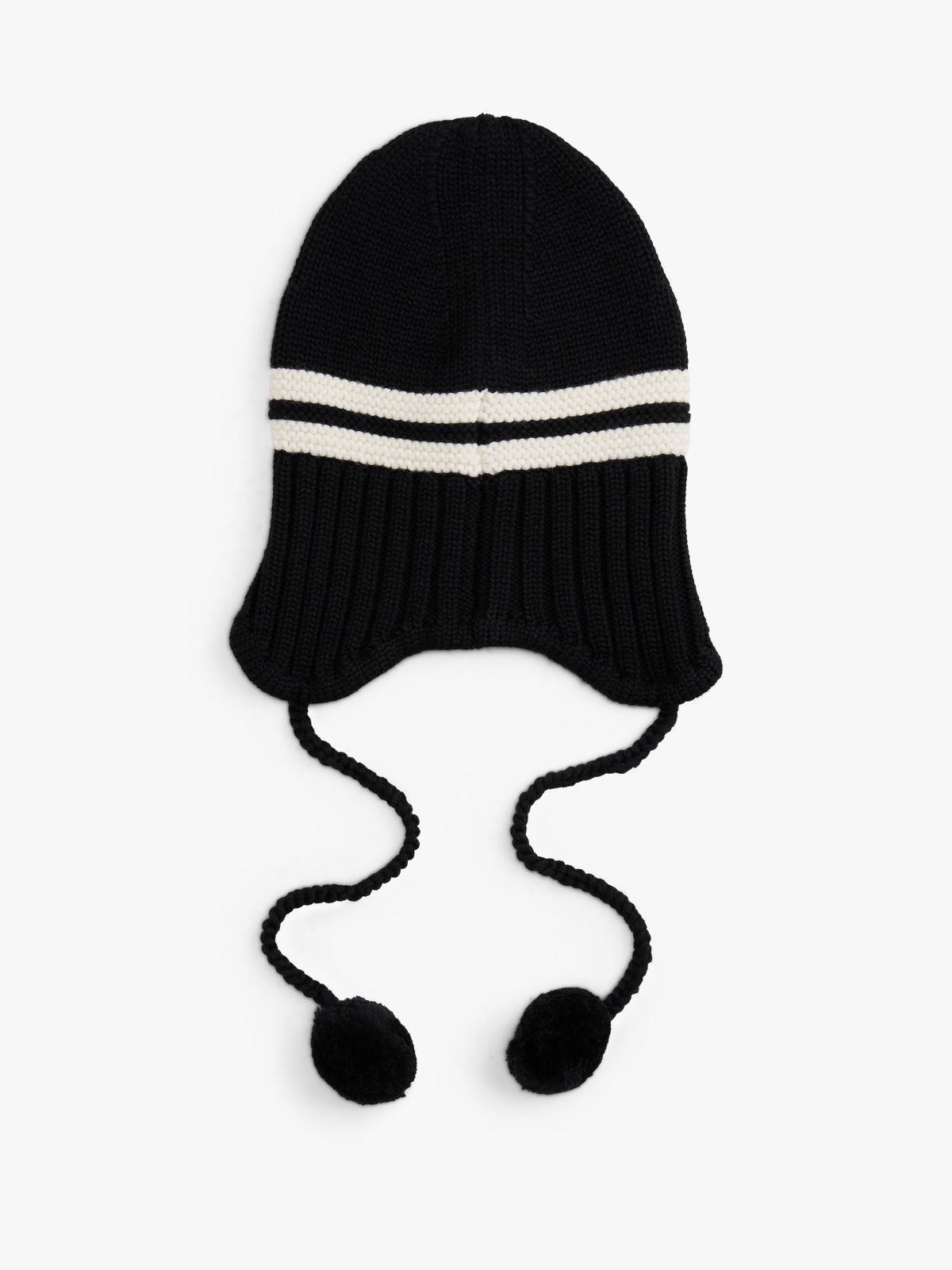 Tommy Girl Stripe Wool Blend Bauble Beanie — Black
